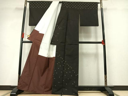 平和屋着物●本場大島紬　訪問着　井桁絣　正絹　逸品　未使用　AABM4162fy
