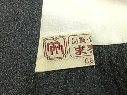 平和屋着物●訪問着　絞り　雪輪花文　黒地　金彩　まるやま扱い　正絹　逸品　AABM4163fy