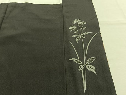 平和屋着物●訪問着　刺繍　草花文　金彩　ロング丈　正絹　逸品　AABM4169fy