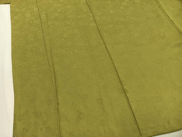 平和屋着物●上質な色無地　花尽くし地紋　根岸色　正絹　逸品　AABM4173fy