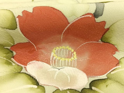 平和屋着物●訪問着　手描き　草花文　正絹　逸品　AABM4174fy
