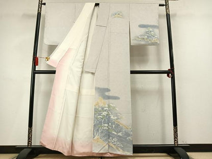 平和屋着物●訪問着　風景松文　暈し染め　正絹　逸品　AABM4175fy