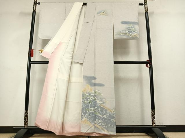 平和屋着物●訪問着　風景松文　暈し染め　正絹　逸品　AABM4175fy