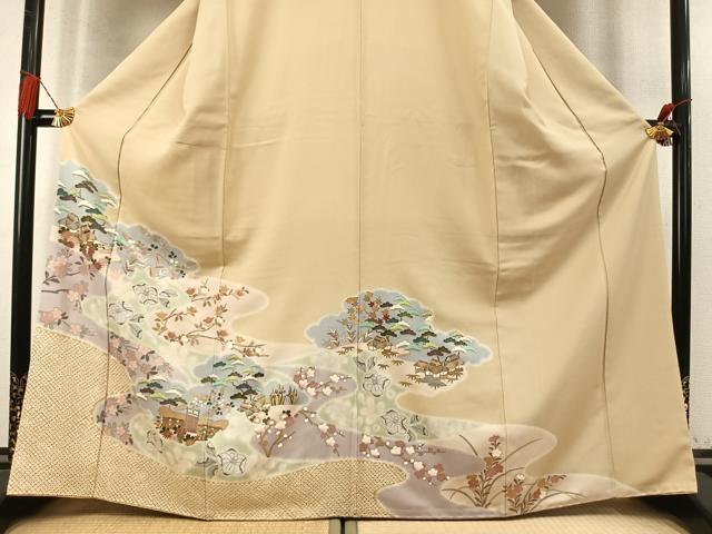 平和屋着物●訪問着　絞り　辻が花　松竹梅　金彩　正絹　逸品　AABM4183fy