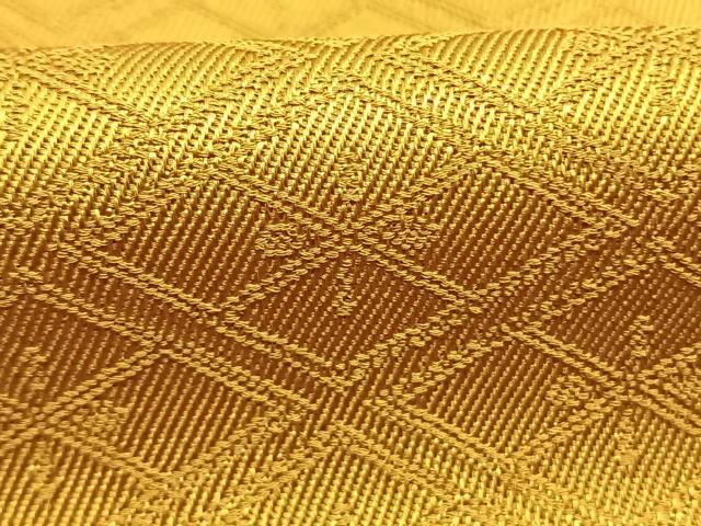 平和屋着物●上質な色無地　菱地紋　菜種油色　正絹　逸品　AABM4186fy