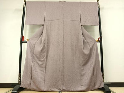 平和屋着物●上質な色無地　草花地紋　鴇鼠色　正絹　逸品　未使用　AABM4188fy
