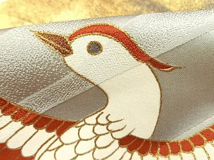平和屋着物●訪問着　花鳥文　暈し染め　金彩　ロング丈　正絹　逸品　AABM4190fy