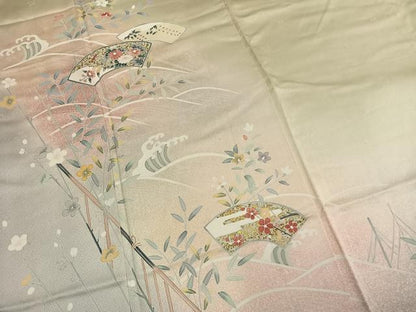 平和屋着物●訪問着　地紙花文　暈し染め　金彩　正絹　逸品　AABM4193fy