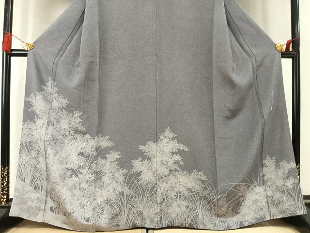 平和屋着物●伝統工芸士 砂川健一　江戸小紋　訪問着　草花文　正絹　逸品　AABM4194fy