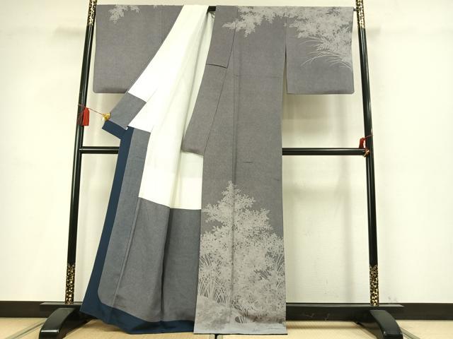 平和屋着物●伝統工芸士 砂川健一　江戸小紋　訪問着　草花文　正絹　逸品　AABM4194fy