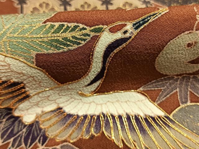 平和屋着物●豪華黒留袖　作家物　駒刺繍　飛鶴宝尽くし文様　金彩　正絹　逸品　AABM4196fy