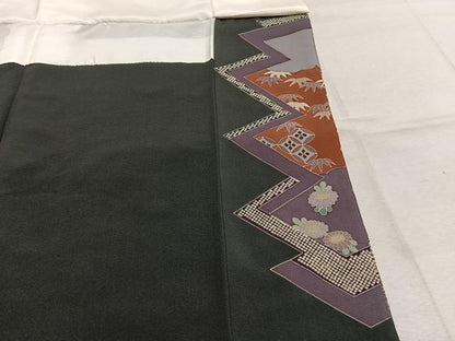 平和屋着物●豪華黒留袖　作家物　駒刺繍　飛鶴宝尽くし文様　金彩　正絹　逸品　AABM4196fy