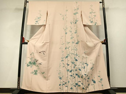 平和屋着物●訪問着　友禅　作家物　花鳥文　正絹　逸品　AABM4198fy