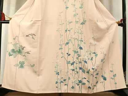 平和屋着物●訪問着　友禅　作家物　花鳥文　正絹　逸品　AABM4198fy