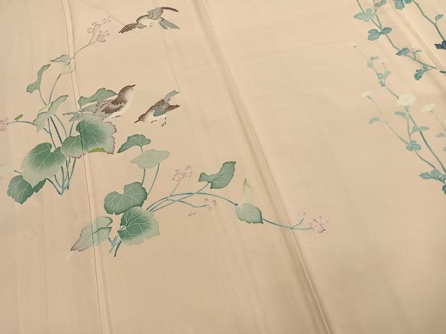 平和屋着物●訪問着　友禅　作家物　花鳥文　正絹　逸品　AABM4198fy