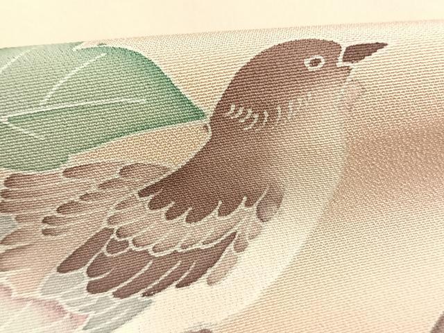 平和屋着物●訪問着　友禅　作家物　花鳥文　正絹　逸品　AABM4198fy