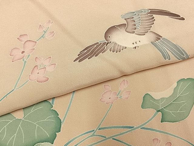 平和屋着物●訪問着　友禅　作家物　花鳥文　正絹　逸品　AABM4198fy