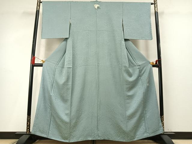 平和屋着物●本加賀友禅作家　梶山伸監修　色無地　草花地紋　千草色　正絹　逸品　未使用　AABM4199fy