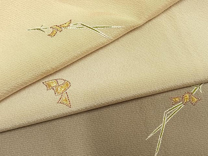 平和屋着物●訪問着　総刺繍　松葉　暈し染め　金糸　正絹　逸品　AABM4200fy