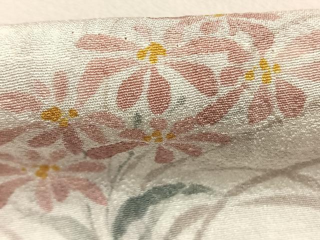 平和屋着物●絞芸師　中村雄二　訪問着　色紙花文　丹後ちりめん　反端付き　正絹　逸品　AABM4202fy