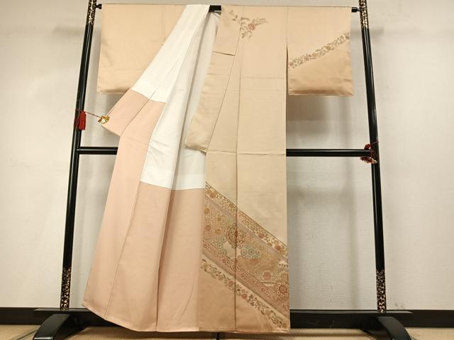 平和屋着物●中国三大刺繍　スワトウ刺繍　汕頭刺繍　総刺繍　訪問着　吉祥草花文　暈し染め　正絹　逸品　AABM4203fy
