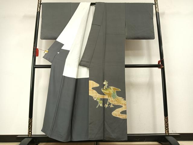平和屋着物●京友禅の第一人者　松井青々　色留袖　流水花鳥文　金彩　証紙付き　正絹　逸品　AABM4204fy