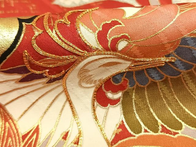 平和屋着物●豪華振袖　駒刺繍　鳳凰花文　暈し染め　金銀彩　正絹　逸品　AABM4209fy