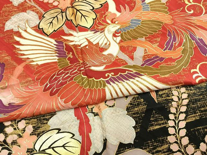 平和屋着物●豪華振袖　駒刺繍　鳳凰花文　暈し染め　金銀彩　正絹　逸品　AABM4209fy