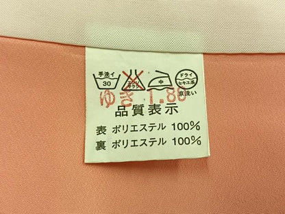 平和屋着物●小振袖　二尺袖　草花文　金彩　洗える着物　AABM4211fy