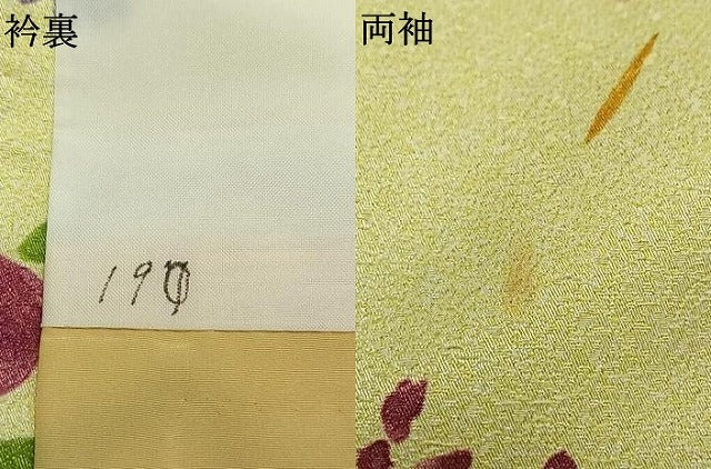 平和屋着物●小振袖　二尺袖　草花文　洗える着物　AABM4213fy