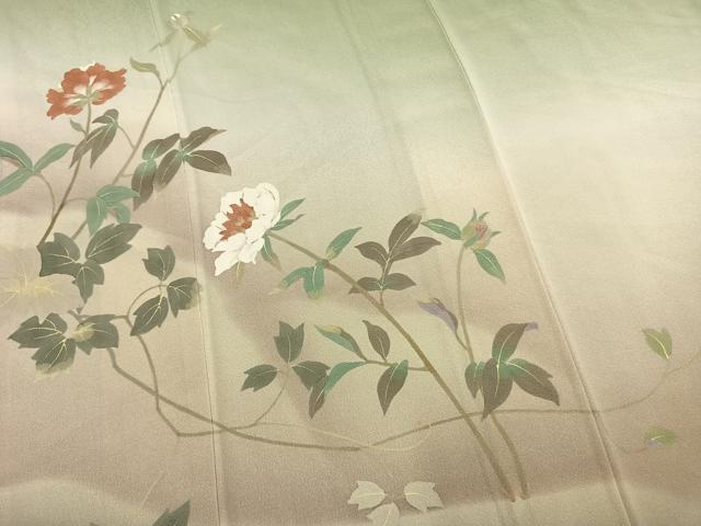 平和屋着物●二代目清次郎　手描き　訪問着　枝花文　暈し染め　正絹　逸品　AABM4221fy