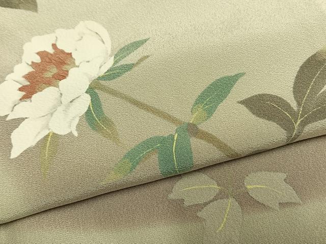 平和屋着物●二代目清次郎　手描き　訪問着　枝花文　暈し染め　正絹　逸品　AABM4221fy