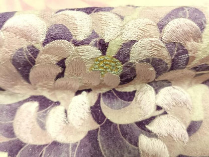 平和屋着物●豪華振袖　刺繍　草花文　暈し染め　金糸　銀通し地　正絹　逸品　AABM4228fy