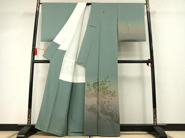 平和屋着物●中国三大刺繍　スワトウ刺繍　汕頭刺繍　総刺繍　訪問着　地紙重ね鳳凰花文　暈し染め　金糸　正絹　逸品　未使用　AABM4229fy