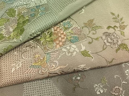 平和屋着物●中国三大刺繍　スワトウ刺繍　汕頭刺繍　総刺繍　訪問着　地紙重ね鳳凰花文　暈し染め　金糸　正絹　逸品　未使用　AABM4229fy