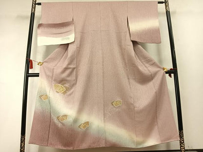 平和屋着物●中国三大刺繍 スワトウ刺繍 汕頭刺繍 総刺繍 訪問着 地紙重ね文 暈し染め 金糸 丹後ちりめん 反端付き 正絹 逸品 AABM4230fy