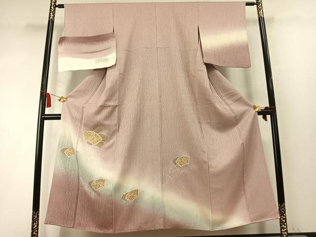 平和屋着物●中国三大刺繍 スワトウ刺繍 汕頭刺繍 総刺繍 訪問着 地紙重ね文 暈し染め 金糸 丹後ちりめん 反端付き 正絹 逸品 AABM4230fy