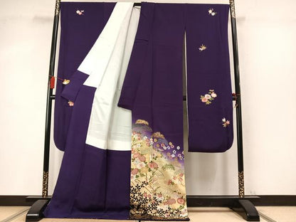 平和屋着物●豪華振袖　御所車花文　暈し染め　金彩　正絹　逸品　AABM4234fy