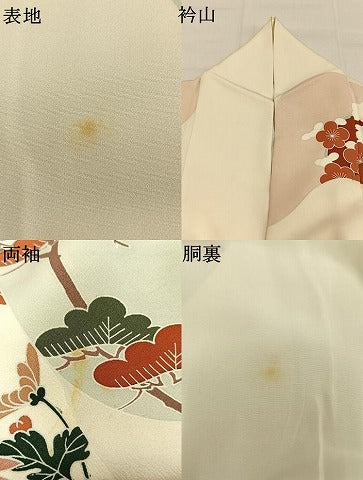 平和屋着物●豪華振袖　駒刺繍　枝梅松文　金彩　正絹　逸品　AABM4236fy