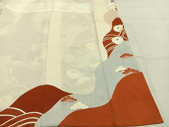 平和屋着物●豪華振袖　駒刺繍　枝梅松文　金彩　正絹　逸品　AABM4236fy