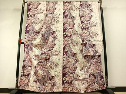 平和屋着物●豪華振袖　草花文　金彩　正絹　逸品　AABM4237fy