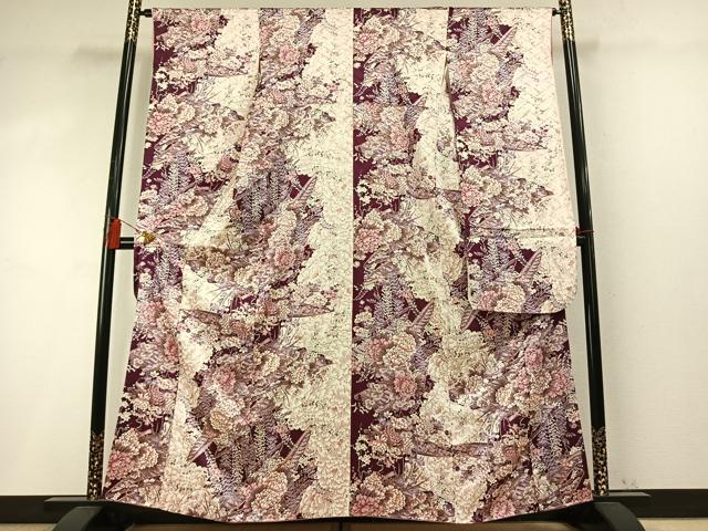 平和屋着物●豪華振袖　草花文　金彩　正絹　逸品　AABM4237fy