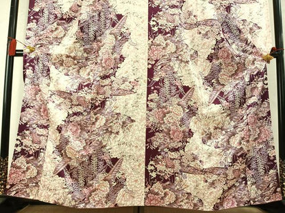 平和屋着物●豪華振袖　草花文　金彩　正絹　逸品　AABM4237fy