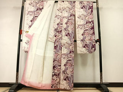 平和屋着物●豪華振袖　草花文　金彩　正絹　逸品　AABM4237fy