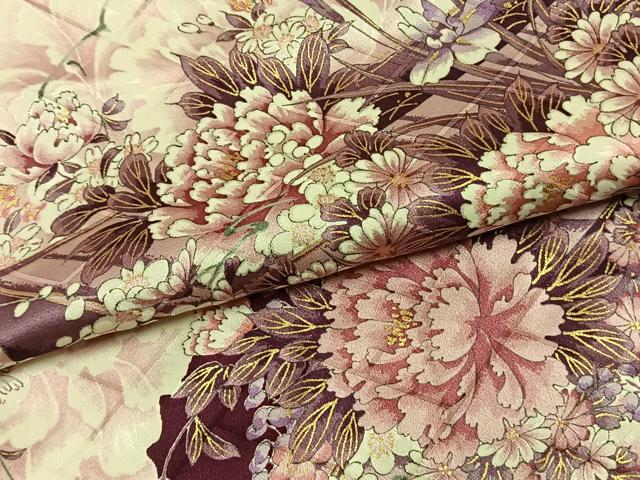 平和屋着物●豪華振袖　草花文　金彩　正絹　逸品　AABM4237fy