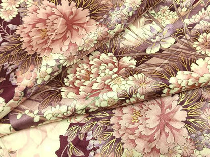 平和屋着物●豪華振袖　草花文　金彩　正絹　逸品　AABM4237fy