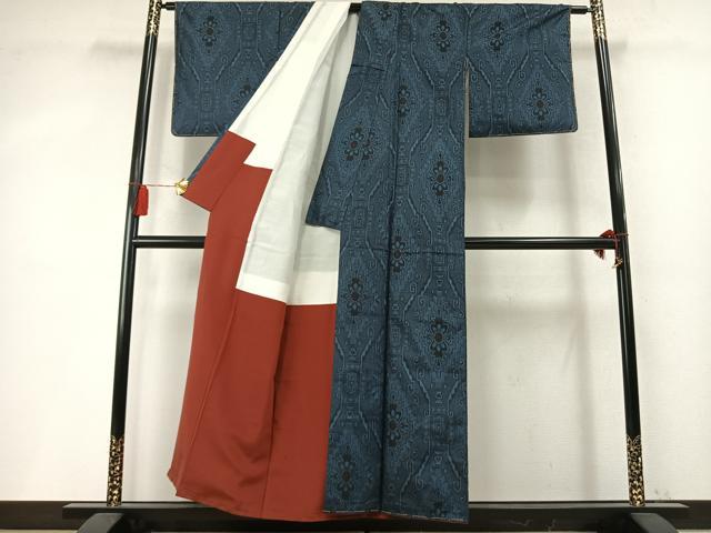 平和屋着物●本場大島紬　割り込み絣　吉祥文　正絹　逸品　AABM4240fy