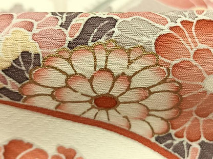 平和屋着物●訪問着　扇面御所車花文　暈し染め　金彩　正絹　逸品　AABM4241fy