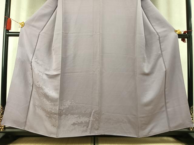 平和屋着物●豪華色留袖　草花地紋　牡丹鼠色　正絹　逸品　未使用　AABM4249fy