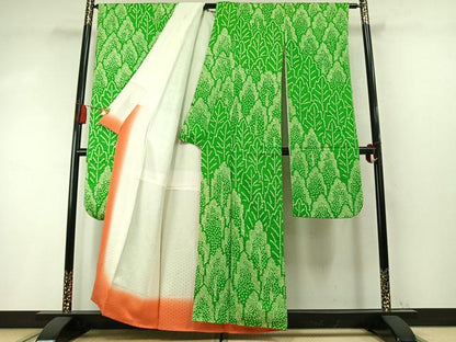 平和屋着物●豪華振袖　総絞り　樹林文　正絹　逸品　AABM4250fy